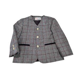 Vintage Toddler boys Plaid Wool Jacket‎ blazer Button Up Size 4TB IMP